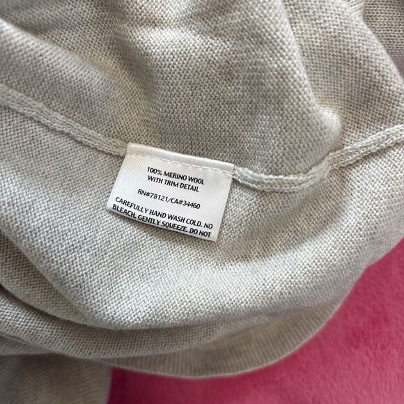 Eileen Fisher Beaded Merino Wool Tunic Sweater Dress Medium Scoop Neck Gray - Picture 5 of 6